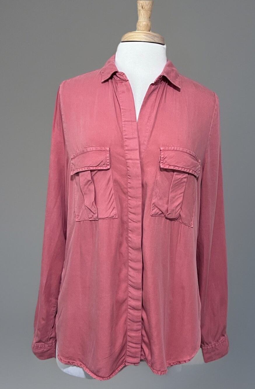 COTTON ON Womens M Pink Button Front Shirt Long Sleeve Soft Lyocell